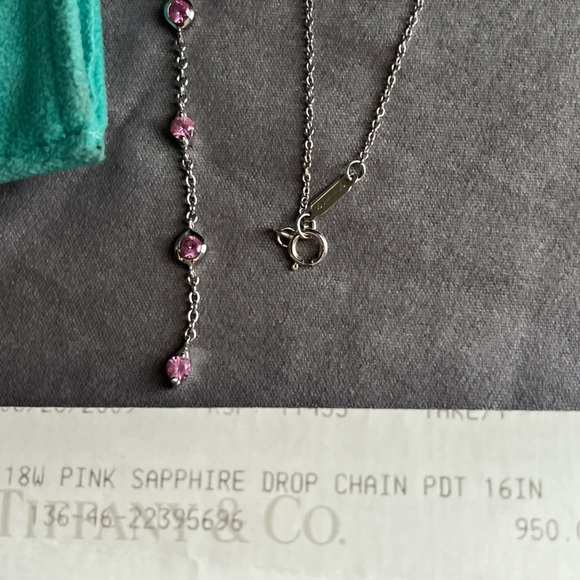 Tiffany & Co. 18k White Gold Pink Sapphire Drop Pendant - Picture 4 of 7